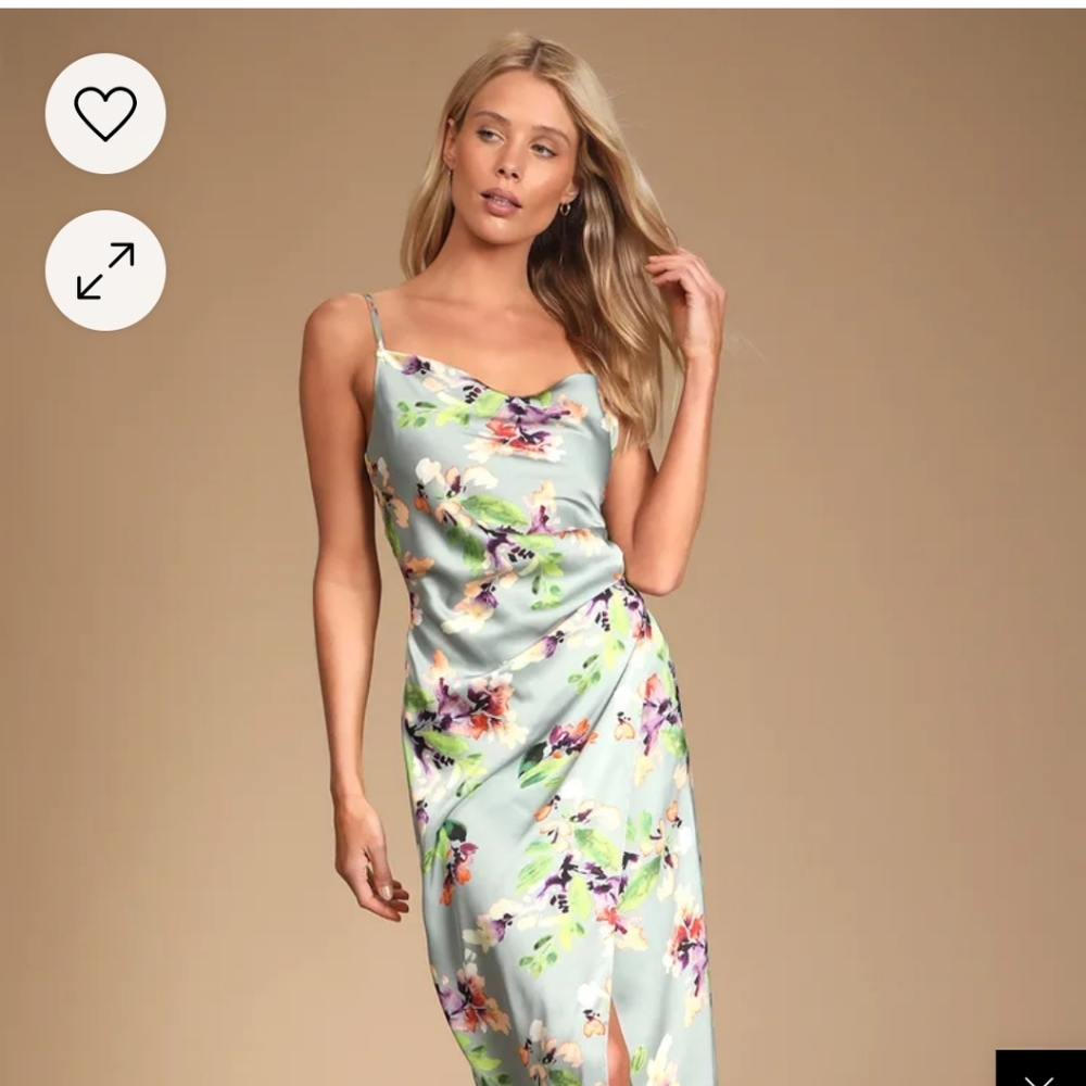 Lulus Hollywood Woman Sage Green floral dress NWT XL